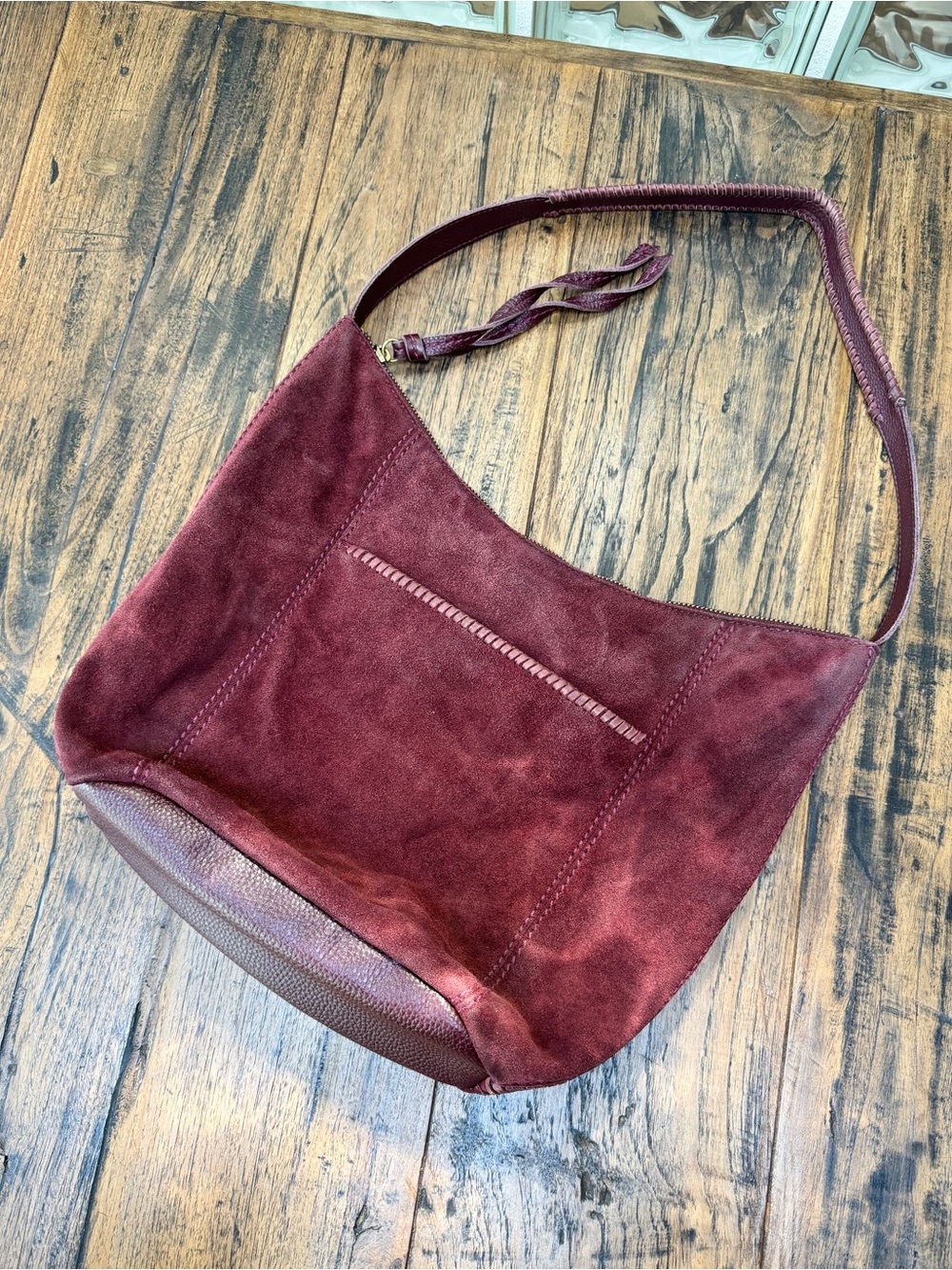 The Sak $229 Sequoia Black Cherry Suede Leather Shoulder Hobo Bag Purse - Picture 4 of 6